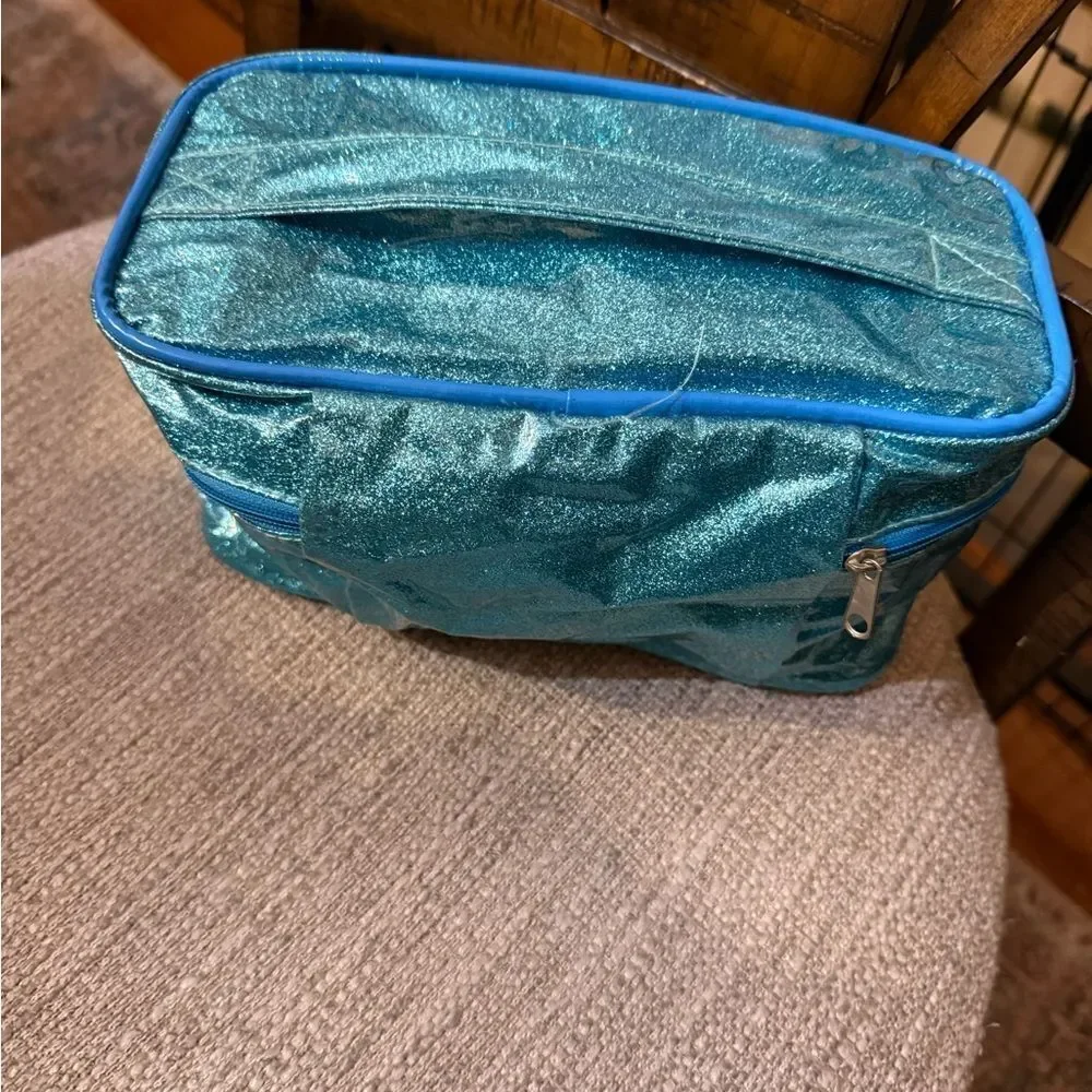 Elsa blue glitter cosmetic bag